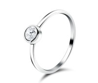 Bezel Set Stone Silver Ring NSR-507
